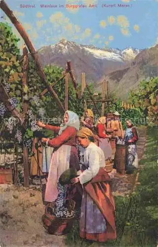 AK / Ansichtskarte Meran MERANO IT Weinlese im Burggrafen Amt Kuenstlerkarte