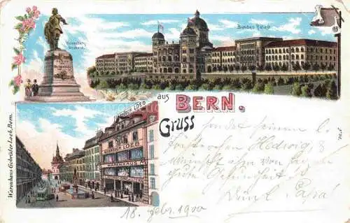 AK / Ansichtskarte BERN BE Bundespalast Bubenberg-Denkmal Warenhaus Gebrueder Loeb Litho