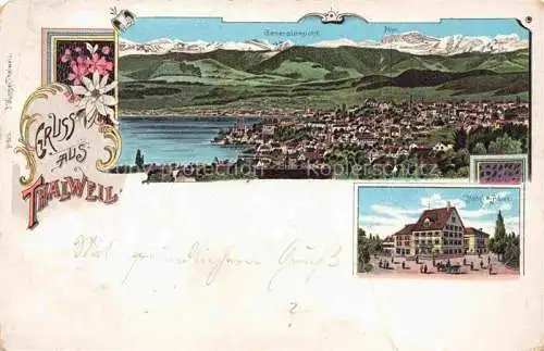 AK / Ansichtskarte Thalweil THALWIL ZH Panorama Alpen Hotel zum Adler Litho