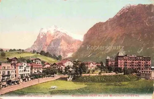 AK / Ansichtskarte Grindelwald BE Teilansicht mit Blick gegen Wetterhorn Berner Alpen