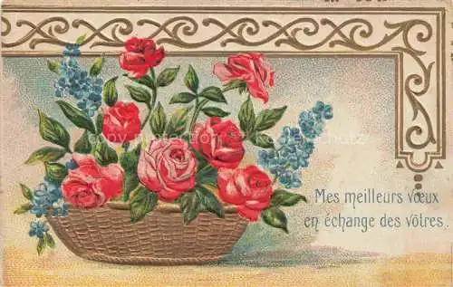 AK / Ansichtskarte Rosen Roses Rosas-- Rot Koerbchen  