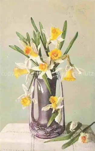AK / Ansichtskarte Narzissen Daffodils Narcisses Narcisi Narcisos-- Vase 