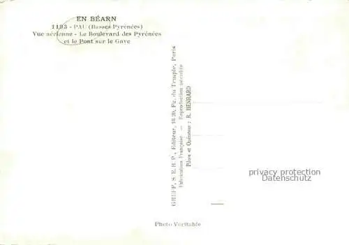 AK / Ansichtskarte PAU 64 Pyrenees-Atlantiques Boulevard des Pyrénées et Pont sur le Gave vue aérienne