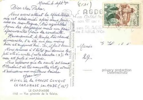 AK / Ansichtskarte Cap d-Agde-sur-Mer 34 Herault Vue générale aérienne de la falaise