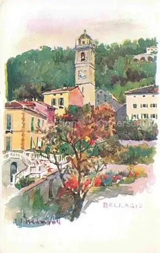AK / Ansichtskarte Bellagio Lago di Como IT Motiv mit Kirche Kuenstlerkarte