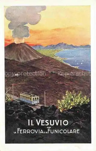 AK / Ansichtskarte Vesuvio Vulkan Vulcano Volcano Napoli Campania IT Ferrovia e la funicolare Kuenstlerkarte