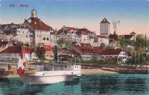 AK / Ansichtskarte Morat Murten FR Ansicht vom See aus Fahrgastschiff