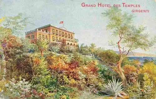 AK / Ansichtskarte Girgenti Agrigento Sicilia IT Grand Hotel des Temples Kuenstlerkarte