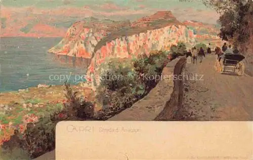 AK / Ansichtskarte CAPRI Golfo di Napoli Campania IT Strada di Anacapri Kuenstlerkarte