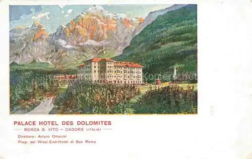 AK / Ansichtskarte Borca di Cadore Belluno Veneto IT Palace Hotel des Dolomites Kuenstlerkarte