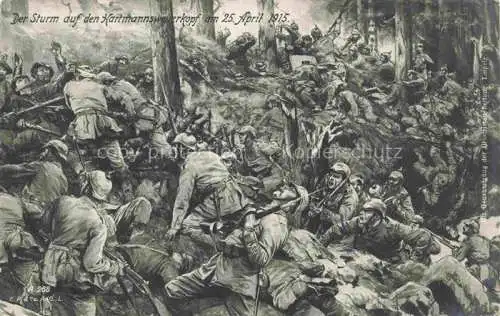 AK / Ansichtskarte Hartmannsweilerkopf Hartmannsweillerkopf 68 Haut-Rhin Sturm auf den Hartmannsweilerkopf 25. April 1915 Kuenstlerkarte Pruefstempel