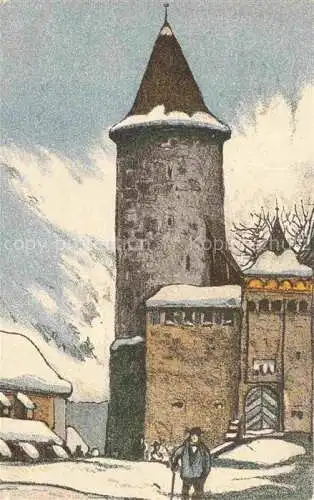 AK / Ansichtskarte Romont  La Glane FR Tour à Boyer Kuenstlerkarte