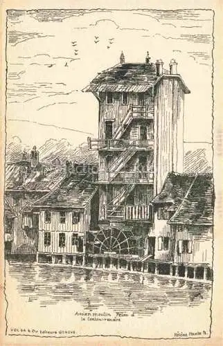 AK / Ansichtskarte GENEVE Genf GE Ancien moulin Pélaz a la Coulouvrenière Kuenstlerkarte