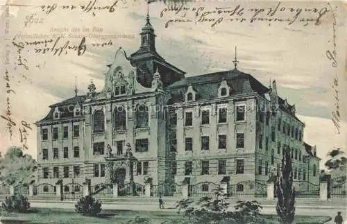 AK / Ansichtskarte Saaz Zatec Aussig CZ Ansicht des im Bau befindlichen Staats-Obergymnasiums