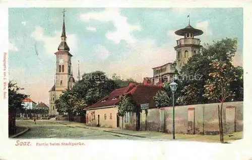 AK / Ansichtskarte Saaz Zatec Aussig CZ Partie beim Stadtpark