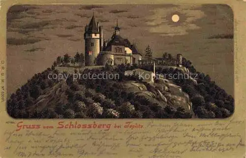 AK / Ansichtskarte Teplitz -Schoenau TEPLICE CZ Schlossberg im Mondschein Litho
