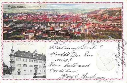 AK / Ansichtskarte WueRZBURG Bayern Panorama Bischoefliches Palais
