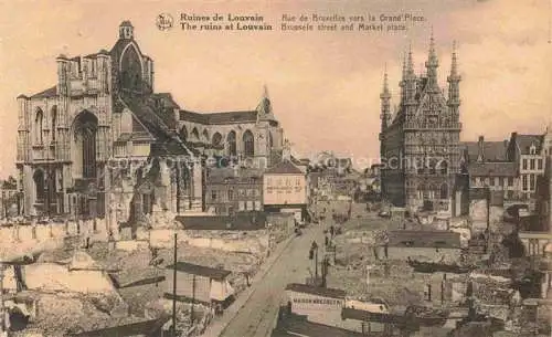 AK / Ansichtskarte LOUVAIN  Loewen Leuven Belgie Ruines de Louvain Brussels street and Market place