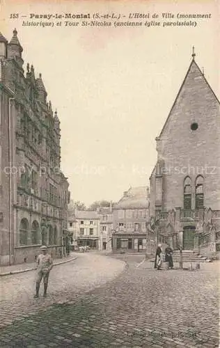 AK / Ansichtskarte Paray-le-Monial Charolles 71 Saone-et-Loire Hôtel de Ville Monument historique et Tour Saint Nicolas ancienne église paroissiale