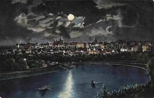 AK / Ansichtskarte Saaz Zatec Aussig CZ Stadtpanorama Westseite im Mondschein