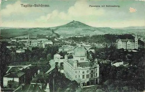 AK / Ansichtskarte Teplitz -Schoenau TEPLICE CZ Panorama mit Schlossberg Synagoge