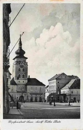 AK / Ansichtskarte Saaz Zatec Aussig CZ Rathaus Ringplatz