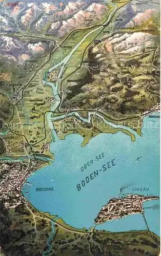 AK / Ansichtskarte BREGENZ Vorarlberg Bodensee Panoramakarte