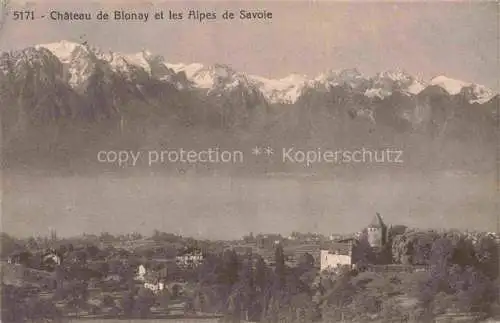AK / Ansichtskarte Blonay-Saint-Legier Blonay-sur-Vevey VD Chateau de Blanay et les Alpes de Savoie