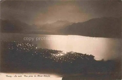 AK / Ansichtskarte VEVEY VD La nuit Vue prise du Mont Pelerin