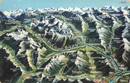 AK / Ansichtskarte CHUR Coire GR Panoramakarte mit Albula Bahn