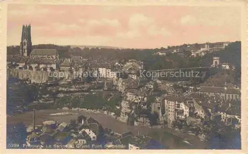 AK / Ansichtskarte FRIBOURG  FR La Sarine et Grand Pont Suspendu