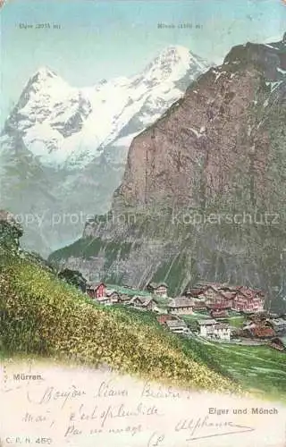 AK / Ansichtskarte Muerren BE mit Eiger und Moench