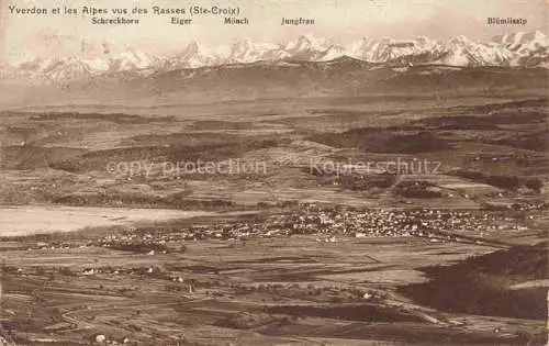 AK / Ansichtskarte YVERDON-LES-BAINS VD et les Alpes Vue aerienne