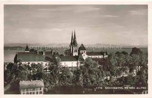 AK / Ansichtskarte Neuchatel NE Eglise et les Alpes