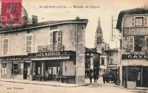 AK / Ansichtskarte St-Genis-Laval LYON 69 Rhone Montée de l'Eglise Café