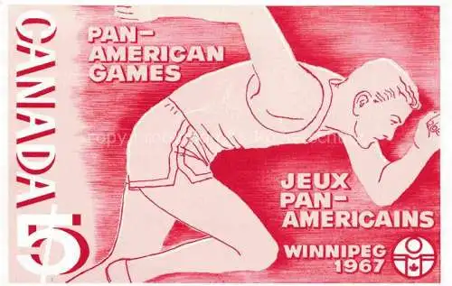 AK / Ansichtskarte Winnipeg Manitoba USA Pan-American Games Kuenstlerkarte Sondermarken