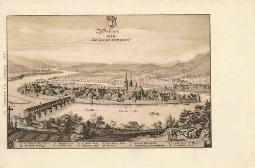 AK / Ansichtskarte Saeckingen Bad Baden BW Panorama Alter Kupferstich Kuenstlerkarte