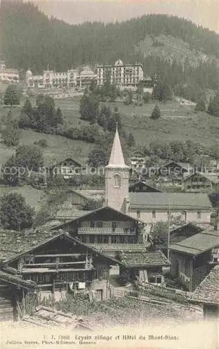 AK / Ansichtskarte Leysin VD Village Eglise et Hôtel du Mont Blanc