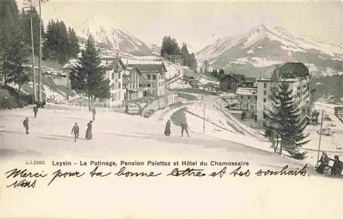 AK / Ansichtskarte Leysin VD Le Patinage Pension Palettaz Hôtel du Chamossaire en hiver