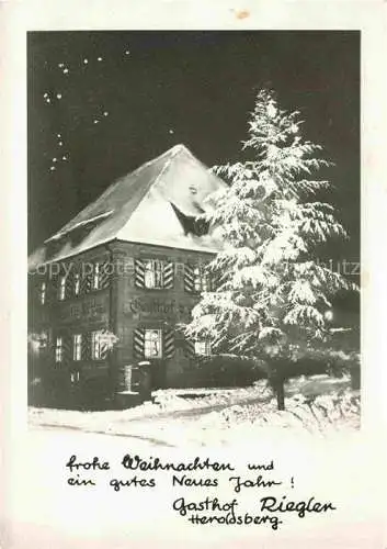 AK / Ansichtskarte Heroldsberg Erlangen-Hoechstadt Nuernberg Bayern Gasthof Riegler Weihnachtskarte