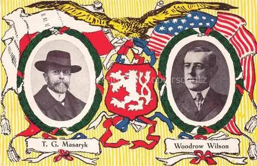 AK / Ansichtskarte Politik T. G. Masaryk Woodrow Wilson USA Polen