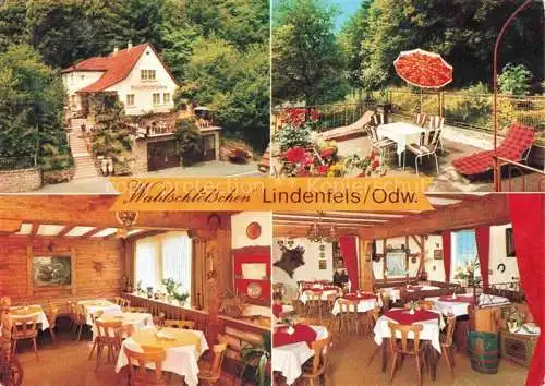 AK / Ansichtskarte Lindenfels Odenwald Restaurant Café Pension Waldschloesschen Terrasse