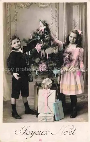 AK / Ansichtskarte Neujahr Annee New Year Kinder Weihnachtsbaum Kerze 