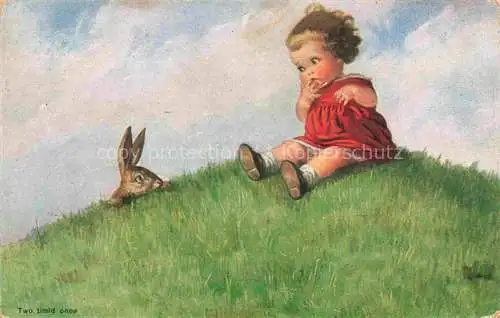 AK / Ansichtskarte Hasen -Rabbits Lapins Conejos-- Maedchen Baby Litho