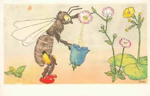 AK / Ansichtskarte TRIBI Kuenstlerkarte Biene Blumen 