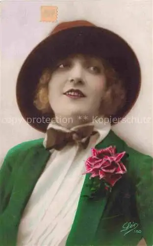 AK / Ansichtskarte Foto LEO Nr. 150 Frau Hutmode Rose 