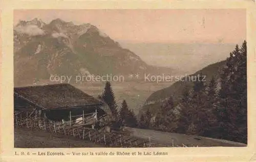 AK / Ansichtskarte Les Ecovets Chesieres VD Vue sur la vallee du Rhone et le Lac Leman