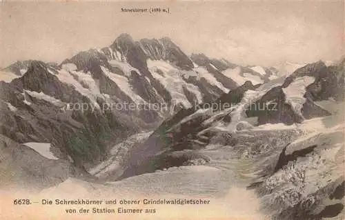 AK / Ansichtskarte Schreckhorn Grosses-Schreckhorn 4078m BE Die Schreckhoerner und oberer Grindelwaldgletscher von der Station Eismeer aus