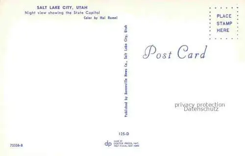 AK / Ansichtskarte Salt Lake City Utah USA Night view showing the State Capital