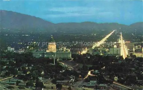 AK / Ansichtskarte Salt Lake City Utah USA Panoramic Night View from Ensign Park showing Utah State Capital and downtown district